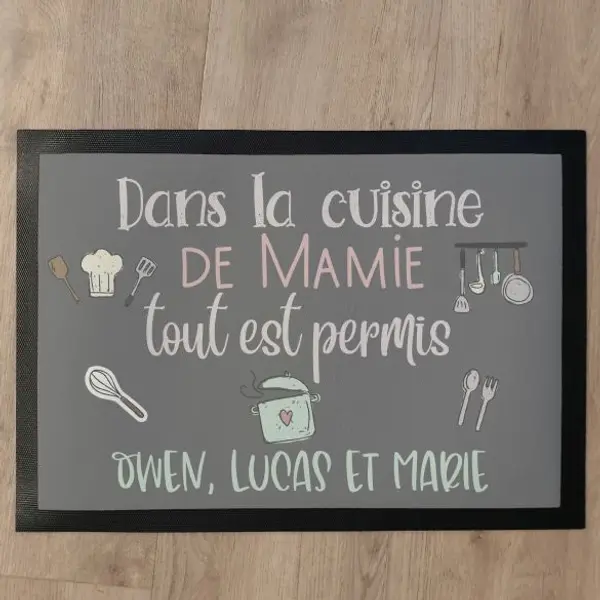Tapis de cuisine personnalisé pour Mamie