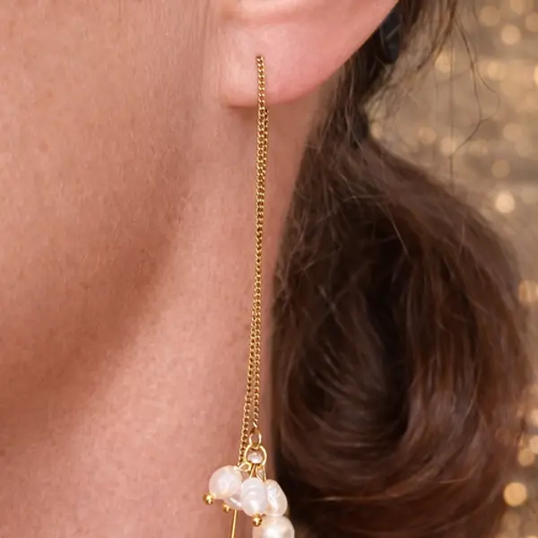 Boucles d’oreilles de mariée dorées, minimalistes, avec véritables perles d’eau douce et perle nacrée swarovski-sirius