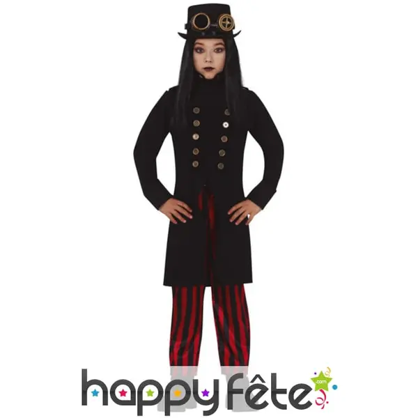 Déguisement Steampunk noir et rouge pour fille