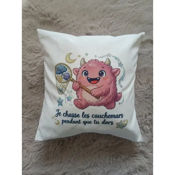 Coussin décoratif 30x30 cm "je chasse les cauchemars