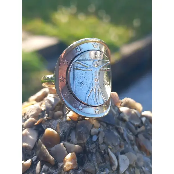 Bague 1 euro " l'homme de vitruve "