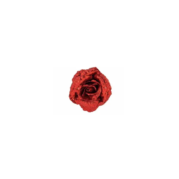 Grande rose rouge sur clip
