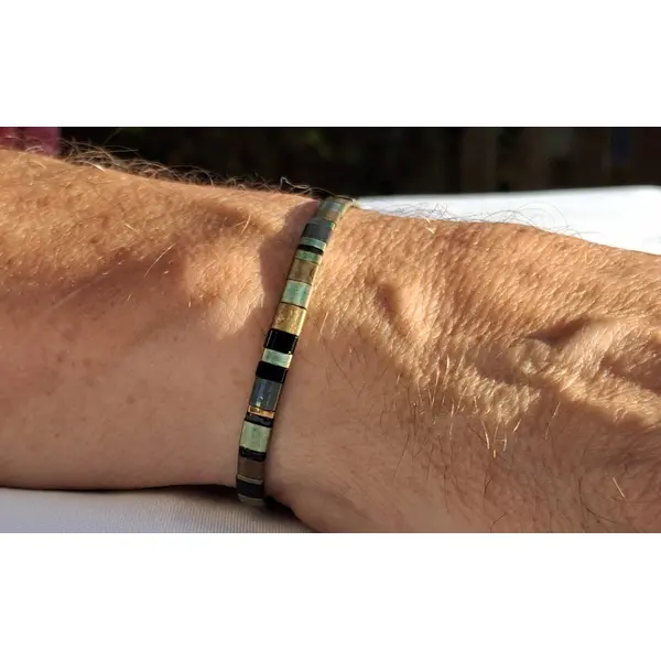 Bracelet homme perles tila en verre miyuki — pièce unique