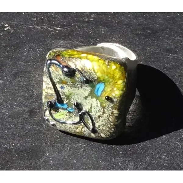 Bague, verre filé, lampwork, verre de murano, bag.1660