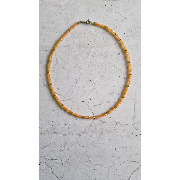Collier perles aventurine orange