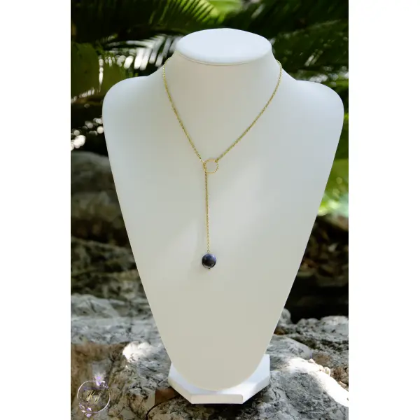 Collier "selena" code : destock50 acier 316l et perle d'eau douce 44 cm bijoux femme assembler mains (a667)