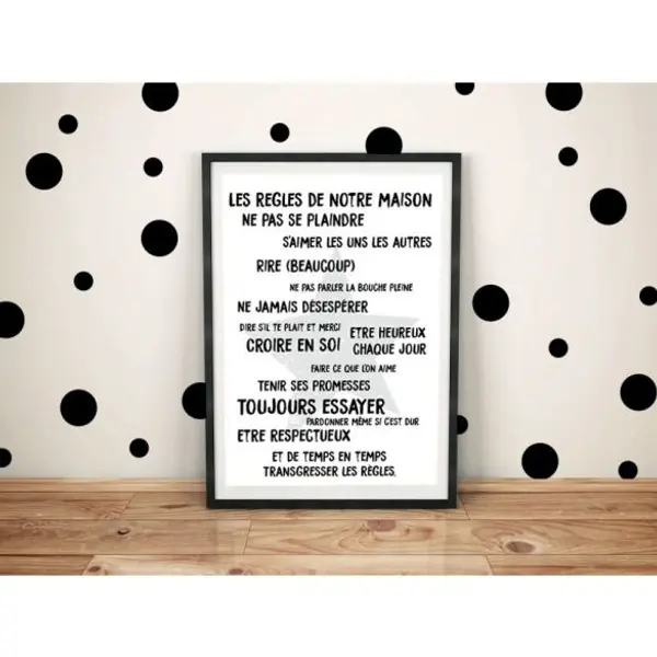 Affiche “Les règles de notre maison” – décoration murale famille à offrir