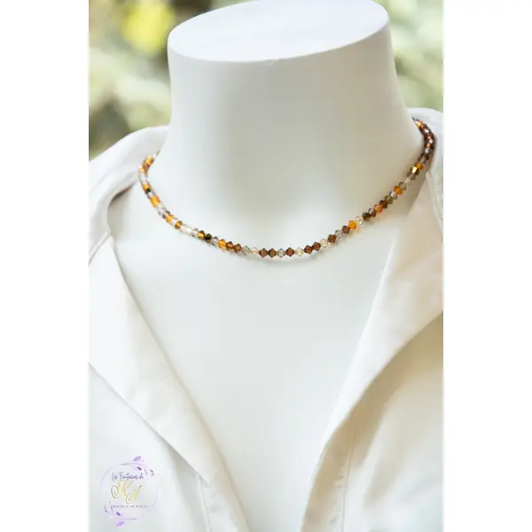 Ras de cou "astra" code : destock50 acier et cristal autrichien 37 cm bijoux femme (a852)