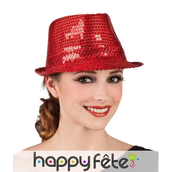 Chapeau justin rouge avec sequins