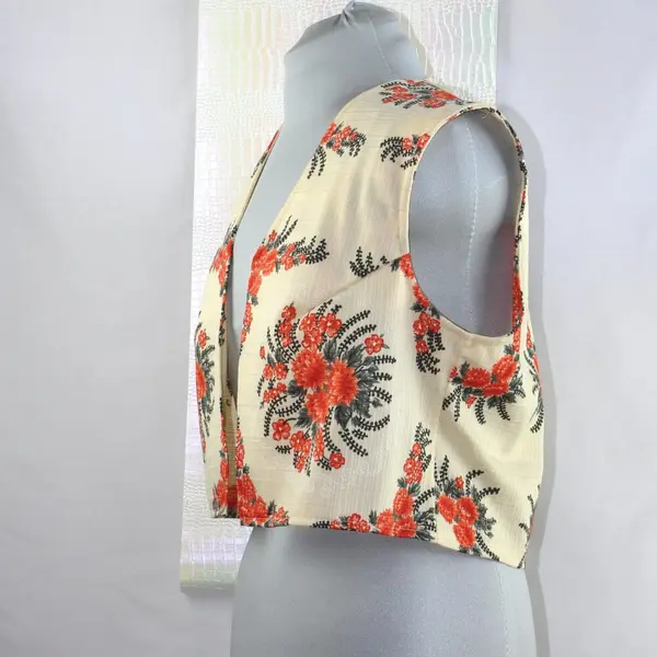 Gilet court sans manches floral orange