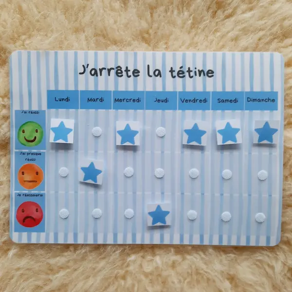 J'arrête la tétine ! tableau de motivation à l'arrêt de la tétine
