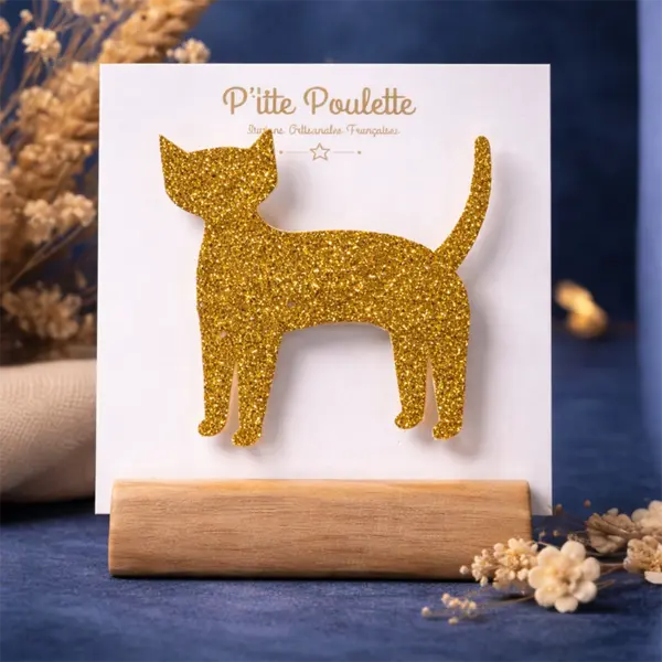 Broche chat pailletée– bijou fantaisie – accessoire veste pull – création artisanale française