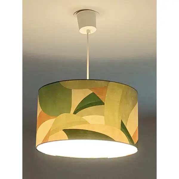 Abat-jour géométrique vert – décoration naturelle chic, luminaire salon chambre, ambiance scandinave contemporaine