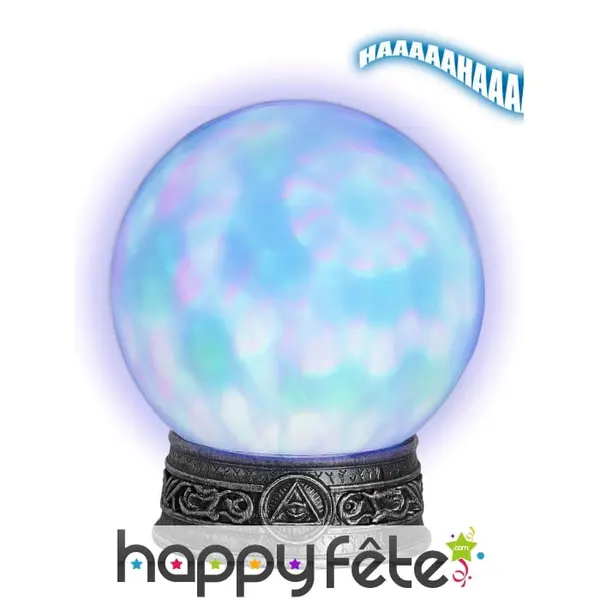 Boule de cristal lumineuse sur pied, 25cm