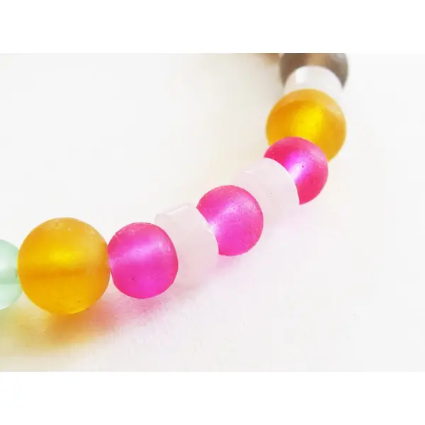 Bracelet boho chic perles verre givré dépoli couleurs pastel