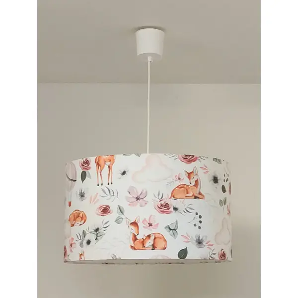 Suspension abat-jour biches & montgolfières - luminaire bébé forêt - décoration chambre enfant - cadeau naissance original fait main