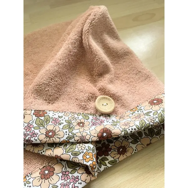 Serviette de tête - serviette turban pour cheveux en éponge coton rose ancien