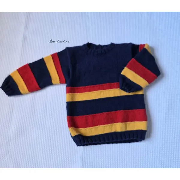 Pull enfant 2 ans tricoté main laine phildar partner