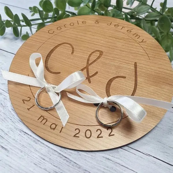 Porte alliances en bois ou en plexi transparent | personnalisé Initiales