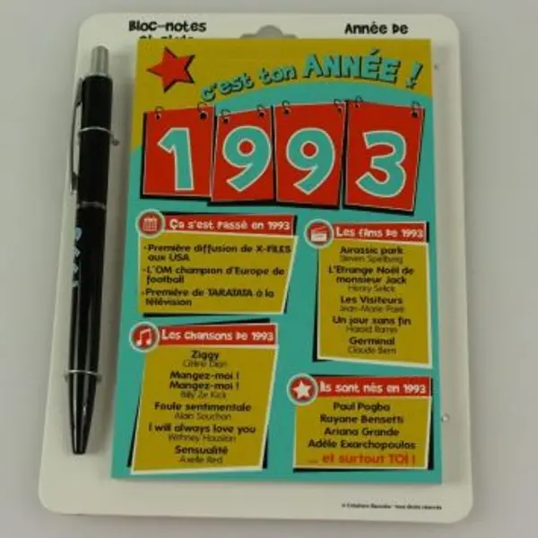 Bloc-notes et Stylo Année de naissance 1949