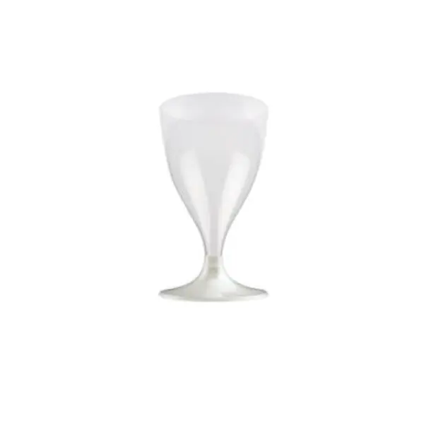 10 Verres à Eau et Vin en Plastique - Blanc Perle