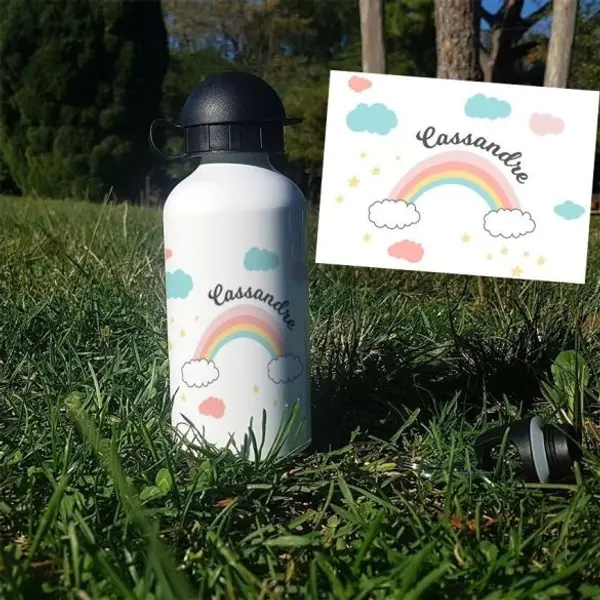 Gourde ou bouteille personnalisée pour enfant modèle Arc en ciel