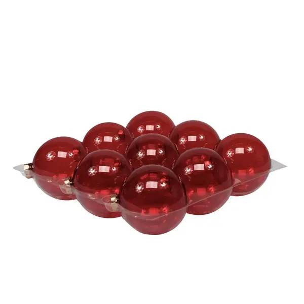 Boules de Noël classiques rouges transparentes