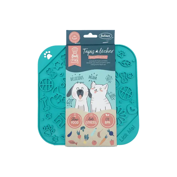 Tapis à lécher "LickMe" pour chien et chat, coloris bleu