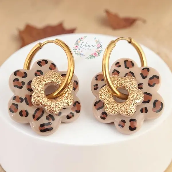 Boucles d'oreilles créoles interchangeables superposables "léonie"