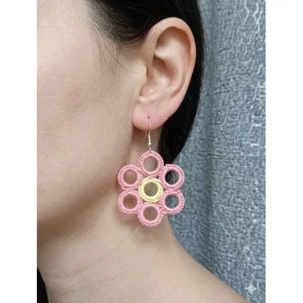 Boucles d'oreilles fleur au crochet fait main, marguerite couleur au choix, bijou bohème léger, cadeau femme, vendues par paire