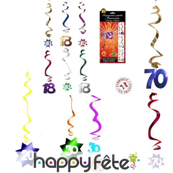 Décorations spirales d'anniversaire à suspendre