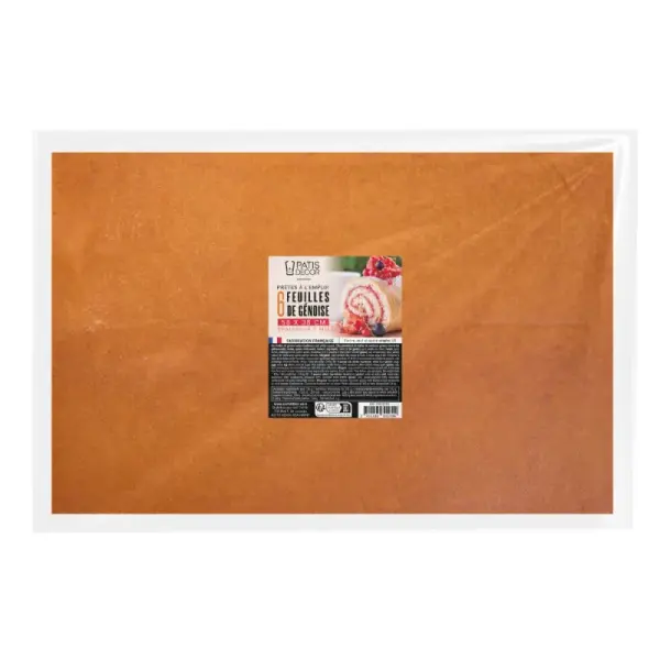 Feuilles de génoise rectangulaires nature 58x38 cm (x 6)