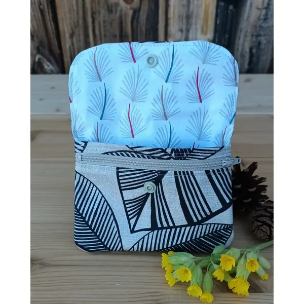 Porte monnaie motif feuille beige