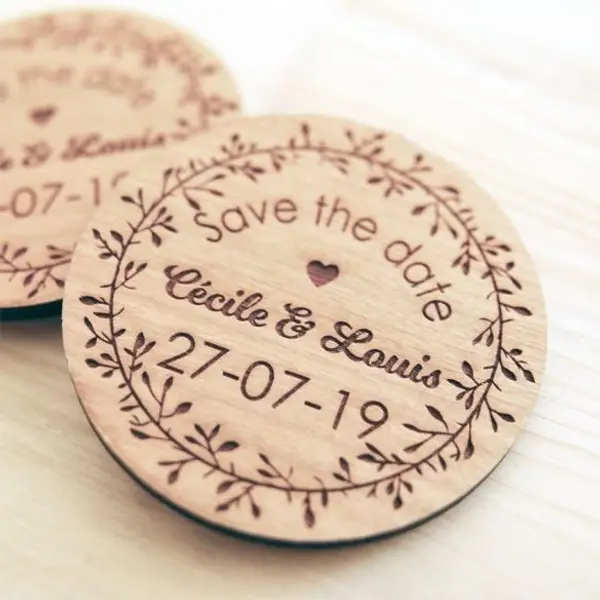 Magnets Save the date personnalisées| Mariage | en bois fleuris