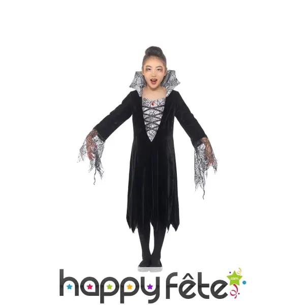 Déguisement de petite vampire motifs araignées