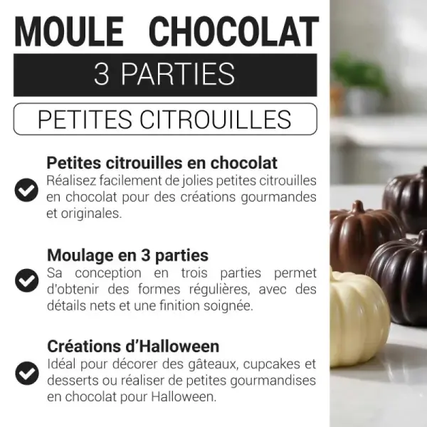 Moule chocolat en 3 parties petites citrouilles