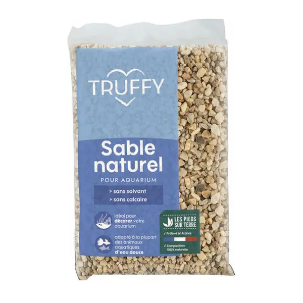Sable naturel blanc gros diamètre pour aquarium d'eau douce - 1kg