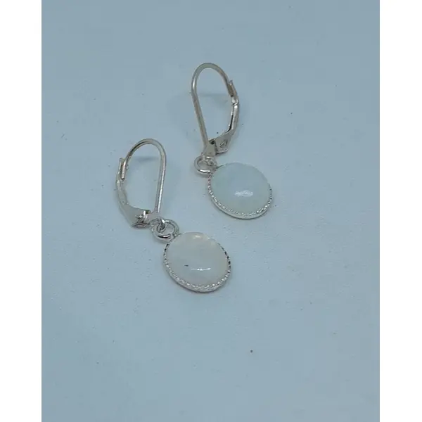 Boucles d'oreille dormeuses argent 925 et pierre de lune création unique