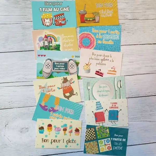 Lot de 12 "Bon pour" à offrir à vos enfants