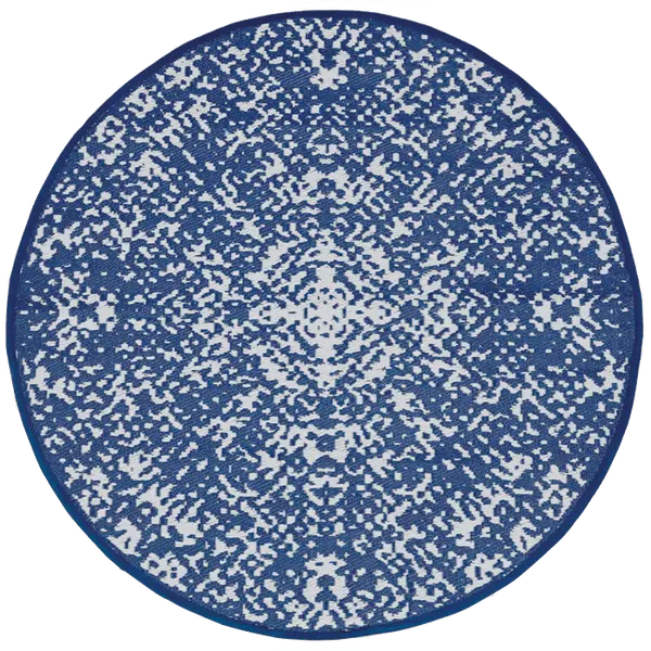 Tapis rond Jacquard JAIPUR réversible bleu 150cm