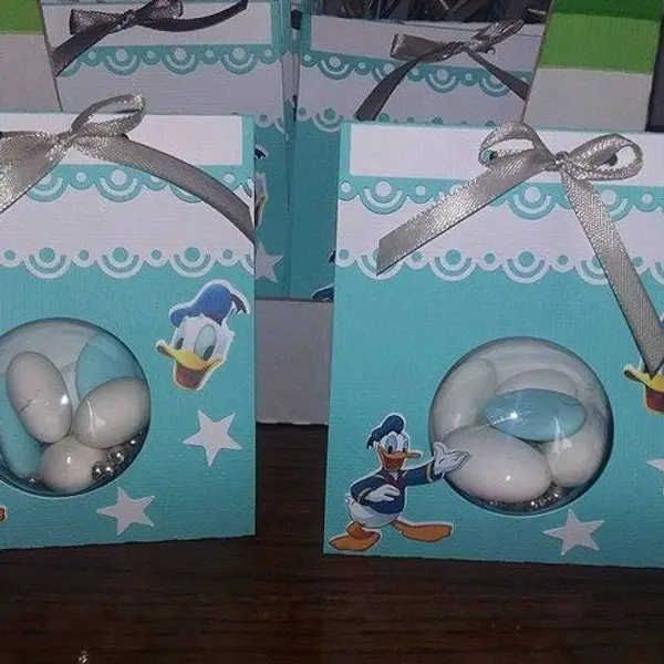 Contenant à dragée sac thème " canard " pour baptême ,anniversaire