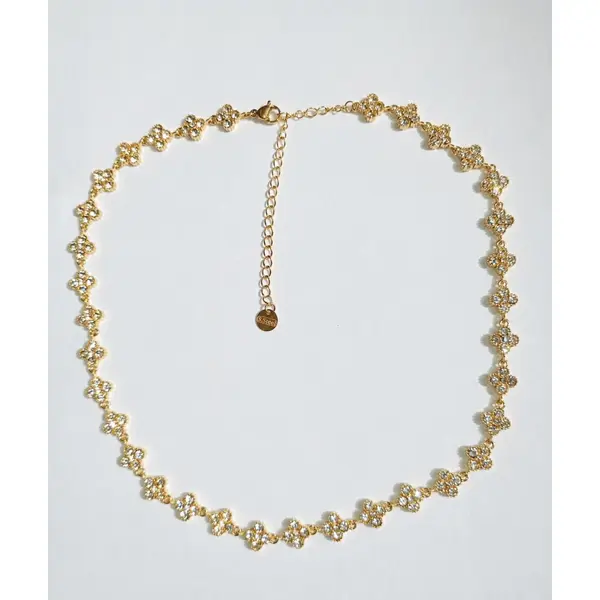Collier princesse trèfles doré scintillant . tour de cou doré acier inoxydable | bijou femme - idée cadeau