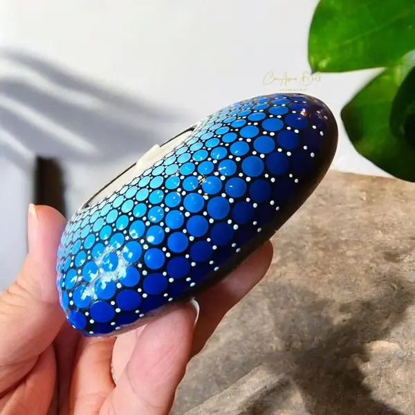 Bougeoir cœur mandala bleu en plâtre résine – peint à la main