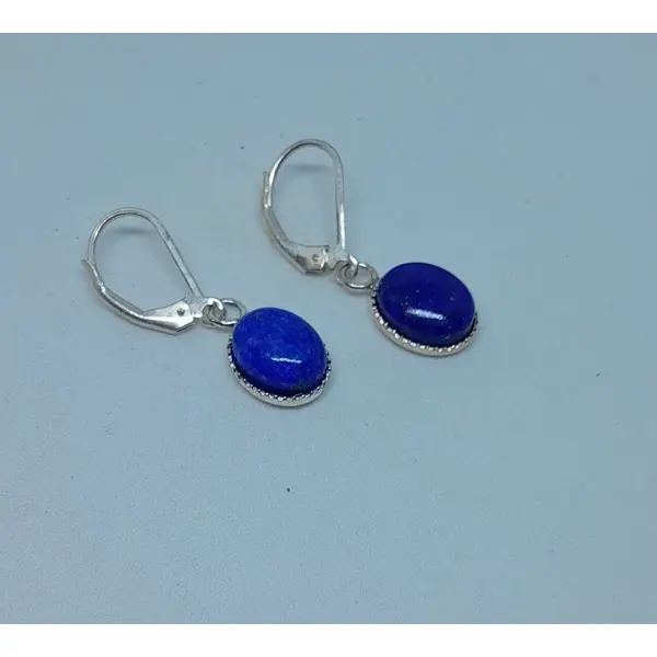 Boucles d'oreille dormeuses argent 925 et lapis lazuli création unique