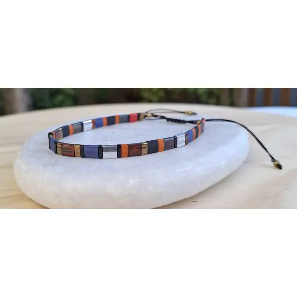 Bracelet homme perles tila en verre miyuki — pièce unique