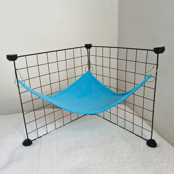 Hamac d'angle douillet pour rongeurs avec mousquetons inclus – coton & polaire moelleuse – fait main [taille au choix]