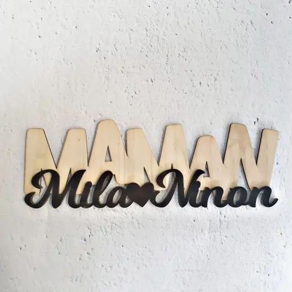 Structure bois Maman & prénoms | Cadeau fête des mères