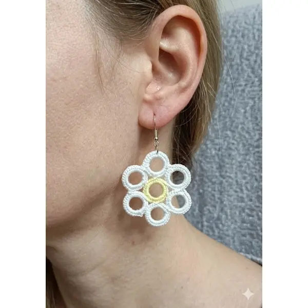 Boucles d'oreilles fleur au crochet fait main, marguerite couleur au choix, bijou bohème léger, cadeau femme, vendues par paire