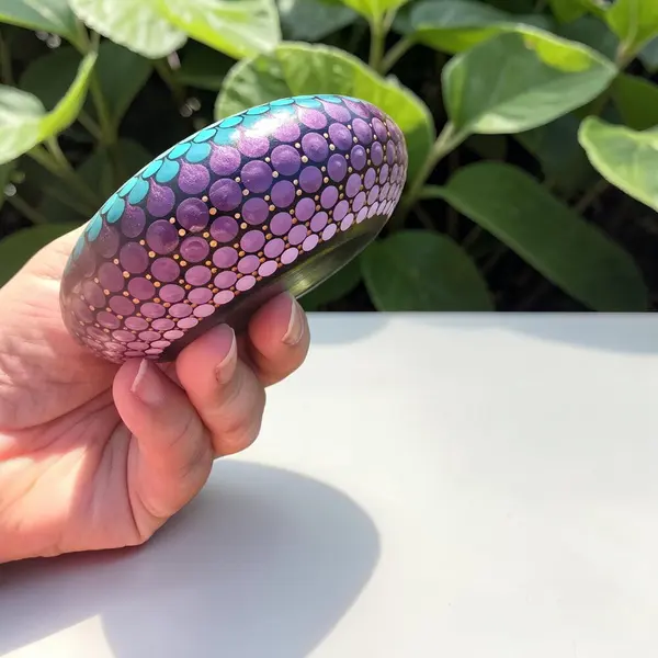 Bougeoir mandala bleu, vert d’eau & violet en plâtre résine – peint à la main