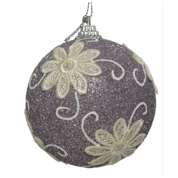 Boule paillettes et fleurs en dentelle